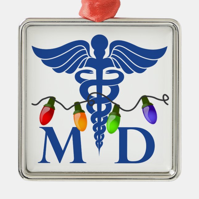 Ornamento de las luces de navidad del médico (Frente)