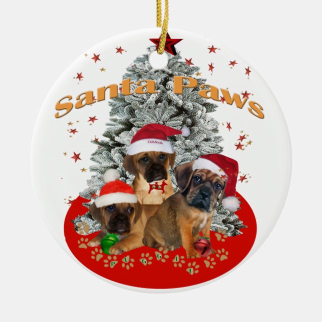 Ornamento de las patas de Puggle Santa (Frente)