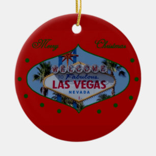Ornamento de Las Vegas de las Felices Navidad