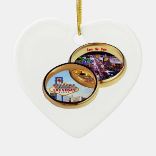 Ornamento de las Vegas Save the Date Boda Rings