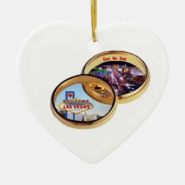 Ornamento de las Vegas Save the Date Boda Rings (Frente)