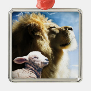 Ornamento de león y cordero