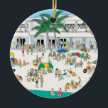 Ornamento de Lido Beach Sarasota<br><div class="desc">El antiguo Casino de Lido Beach en Sarasota Florida. Esta colorida escena hace un gran Navidad "de playa" / adorno de vacaciones para el árbol. ¡Echa un vistazo a ambos lados del adorno!</div>