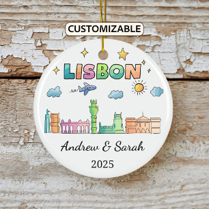 Ornamento de Lisboa de Skyline personalizado, Port