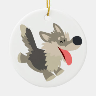 Ornamento de Lobo Personalizado de Cute Frolicsome