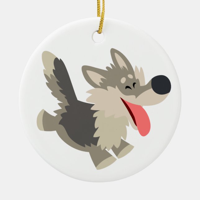 Ornamento de Lobo Personalizado de Cute Frolicsome (Frente)