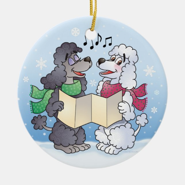 Ornamento de los caniches de Caroling del navidad (Frente)