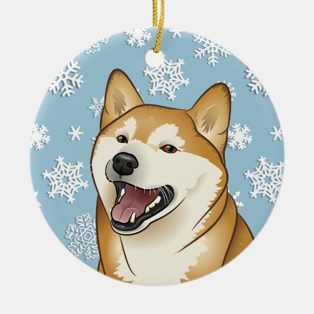 Ornamento de los copos de nieve de Shiba Inu de (Frente)