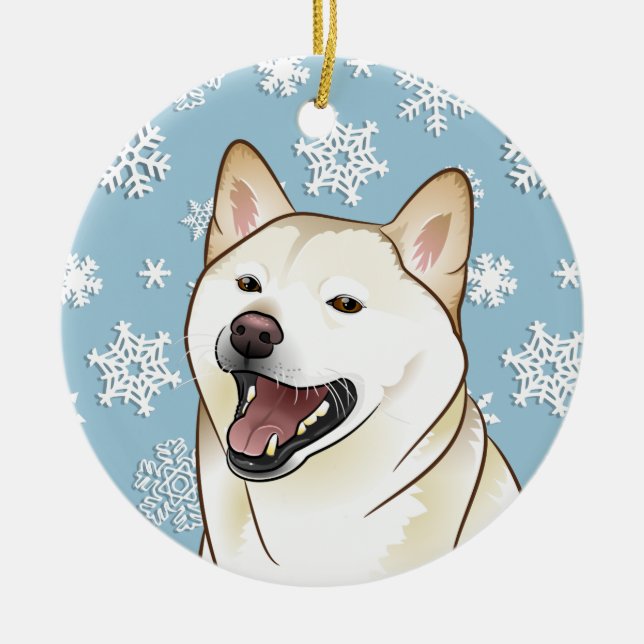 Ornamento de los copos de nieve de Shiba Inu de (Frente)
