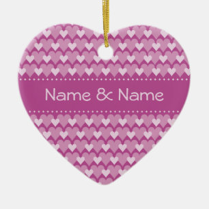 Ornamento de los corazones rosados, personalizar