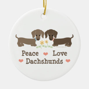 Ornamento de los Dachshunds del amor de la paz