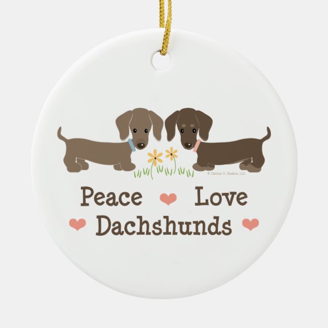 Ornamento de los Dachshunds del amor de la paz (Frente)