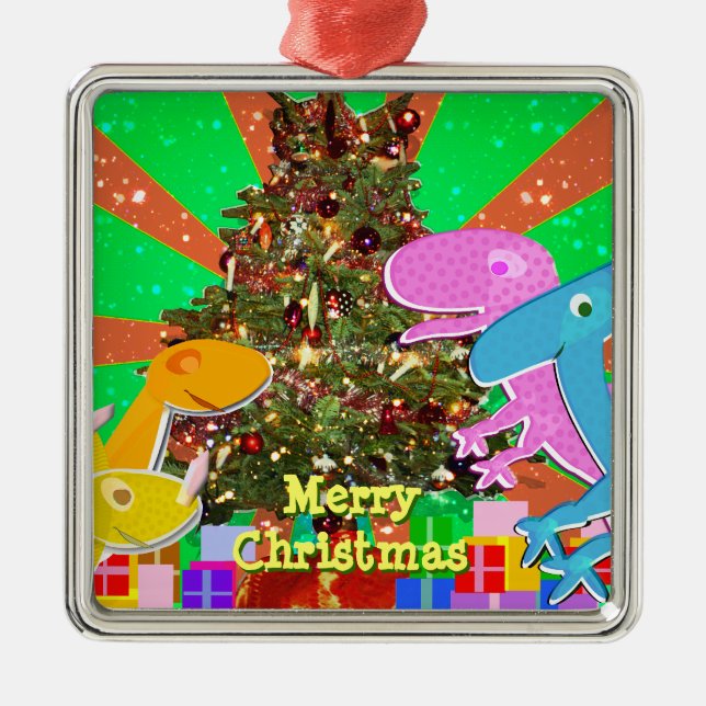 Ornamento de los dinosaurios del dibujo animado (Frente)