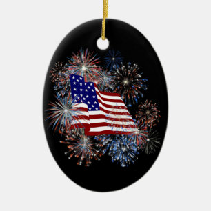 Ornamento de los fuegos artificiales de la bandera