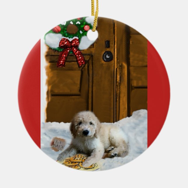 Ornamento de los Navidades Goldendoodle (Frente)