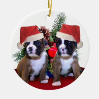 Ornamento de los perritos del boxeador del navidad
