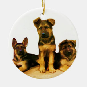 Ornamento de los perritos del pastor alemán