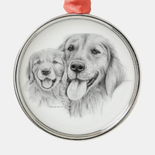 Ornamento de los perros perdigueros de oro