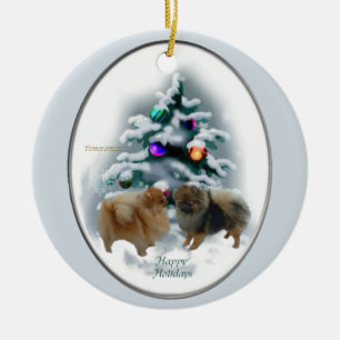 Ornamento de los regalos del navidad de Pomeranian