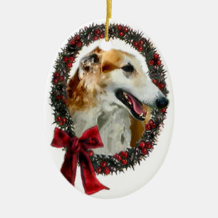 Ornamento de los regalos del navidad del Borzoi