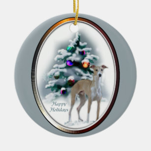 Ornamento de los regalos del navidad del galgo