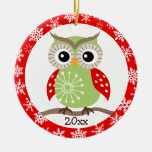 Ornamento de los saludos del navidad del búho de