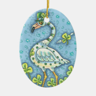 ORNAMENTO DE LUCKY IRLANDÉS POLKA DOT FLAMINGO FEC