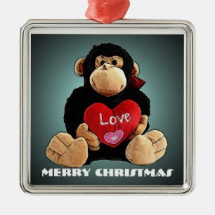 Ornamento de lujo del navidad del amor del mono