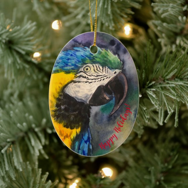 Ornamento de macao azul y amarillo (Árbol)