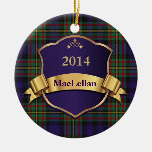 Ornamento de MacLellan Tartan Plaid Personalizado (Frente)