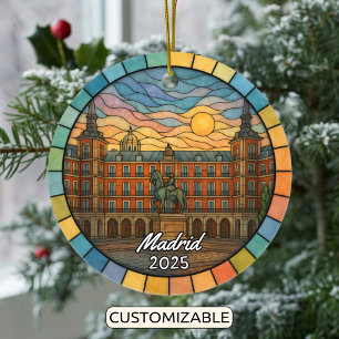 Ornamento de Madrid de Vidrio Manchado Personaliza