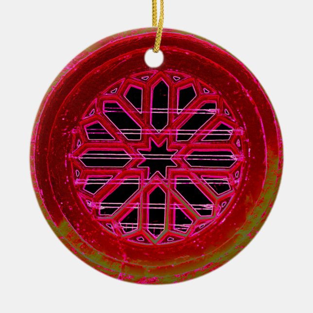 ornamento de mandala geométrica roja (Frente)