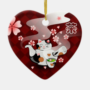 Ornamento de Maneki Neko Sakura del té I <3