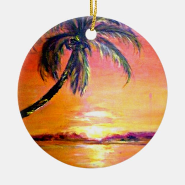 Ornamento de mango del atardecer tropical (Frente)