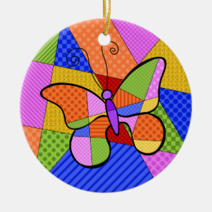 Ornamento de mariposa de Cubismo caprichoso con Ba