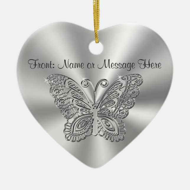 Ornamento de mariposa personalizado, 2 lados del t (Frente)