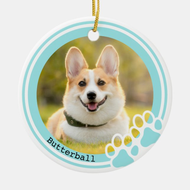 Ornamento de Mascota de huella de personalizable (Frente)