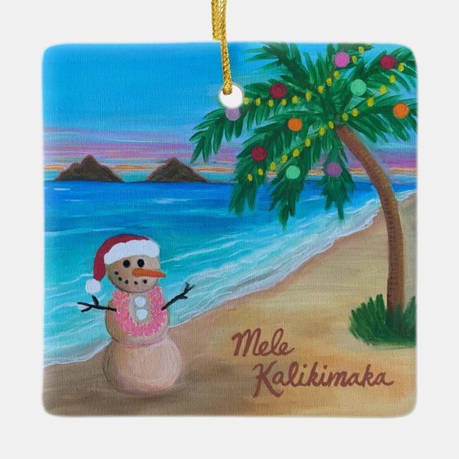 Ornamento de Mele Kalikimaka, feriado hawaiano San (Anverso)