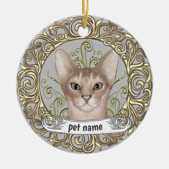 Ornamento de memoria amorosa para gato abysinino (Frente)