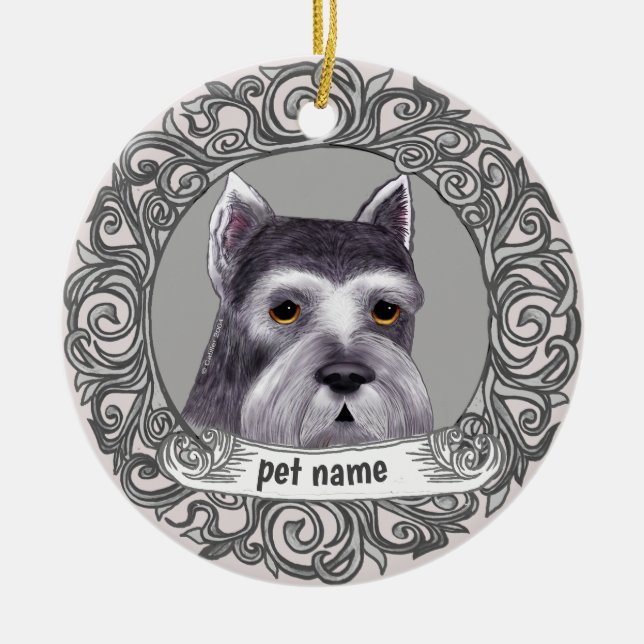 Ornamento de memoria de amor de perro Schnauzer (Frente)