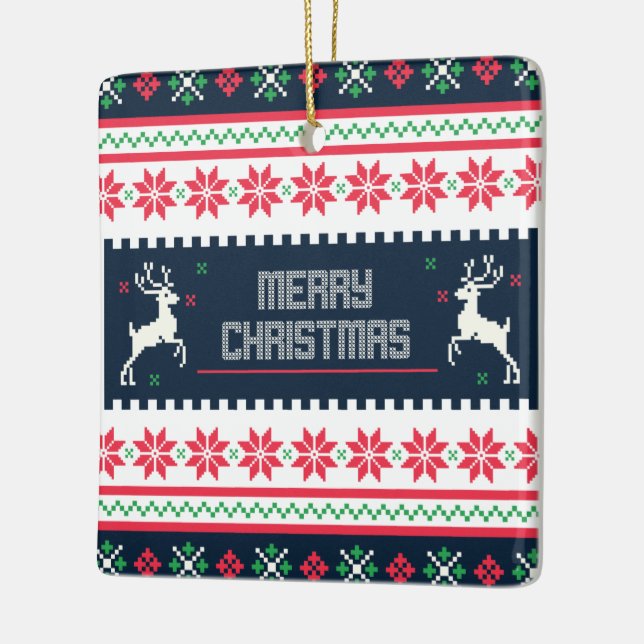 Ornamento de Merry Christmas Square (Izquierda)