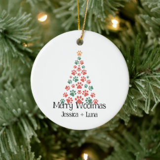 Ornamento de Merry Woofmas - Árbol navideño de imp