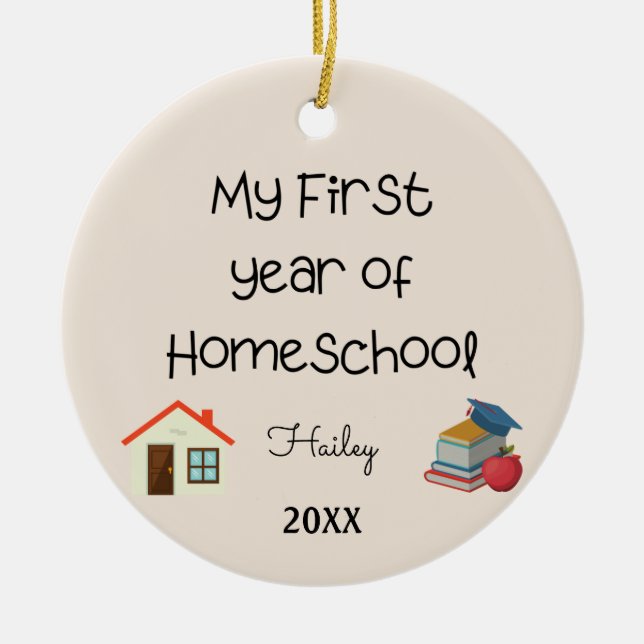 Ornamento de mi primer año de escuela de hogar (Frente)