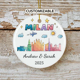 Ornamento de Milán de Skyline personalizado, Itali