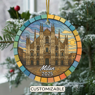 Ornamento de Milán de Vidrio Manchado Personalizad