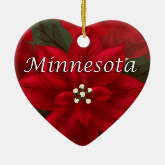 Ornamento de Minnesota Red Poinsettia (Frente)