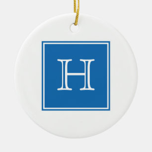 Ornamento de monograma cuadrado azul