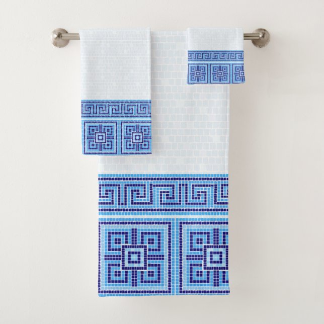 Ornamento de mosaico griego - tonos azules (In situ)