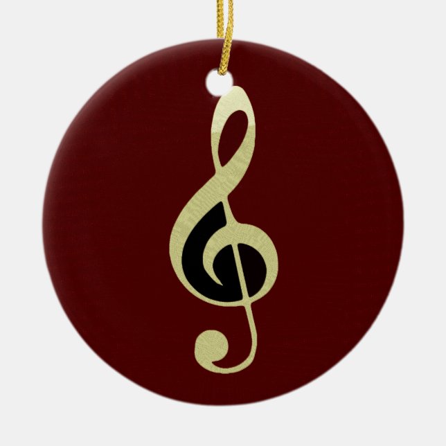 Ornamento de música Gold Treble Clef (Frente)