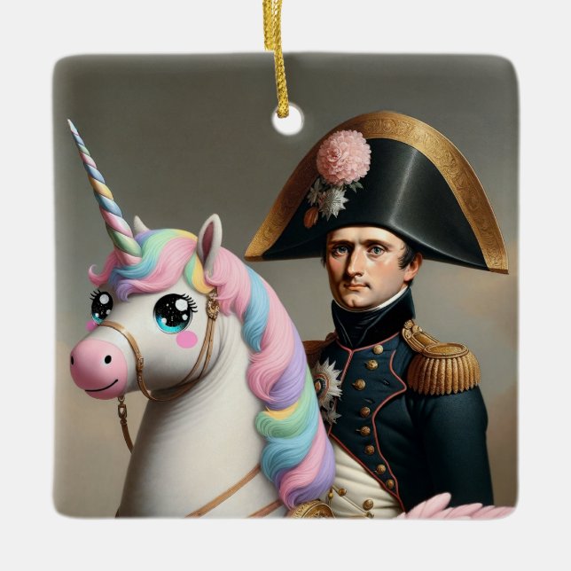 Ornamento de Napoleón y Kawaii Unicornio (Anverso)